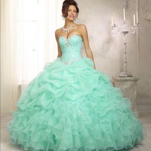 Turquoise Sequined Sweetheart Style Ballgown